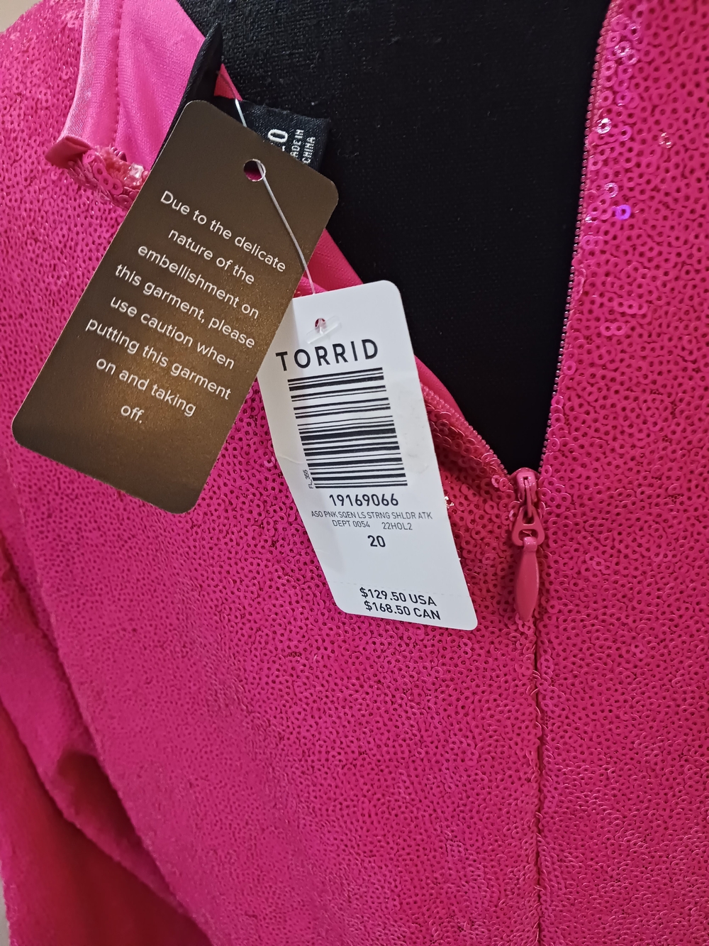 Plus-Size Hot Pink Sequin Midi Dress with Front Slit - Picture 9 of 10